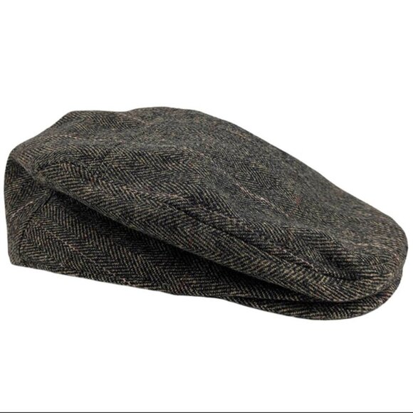 Dockers Flat Cap Mens Small Medium Brown Plaid Wool Blend Driver Newsboy Cabbie - Picture 1 of 7